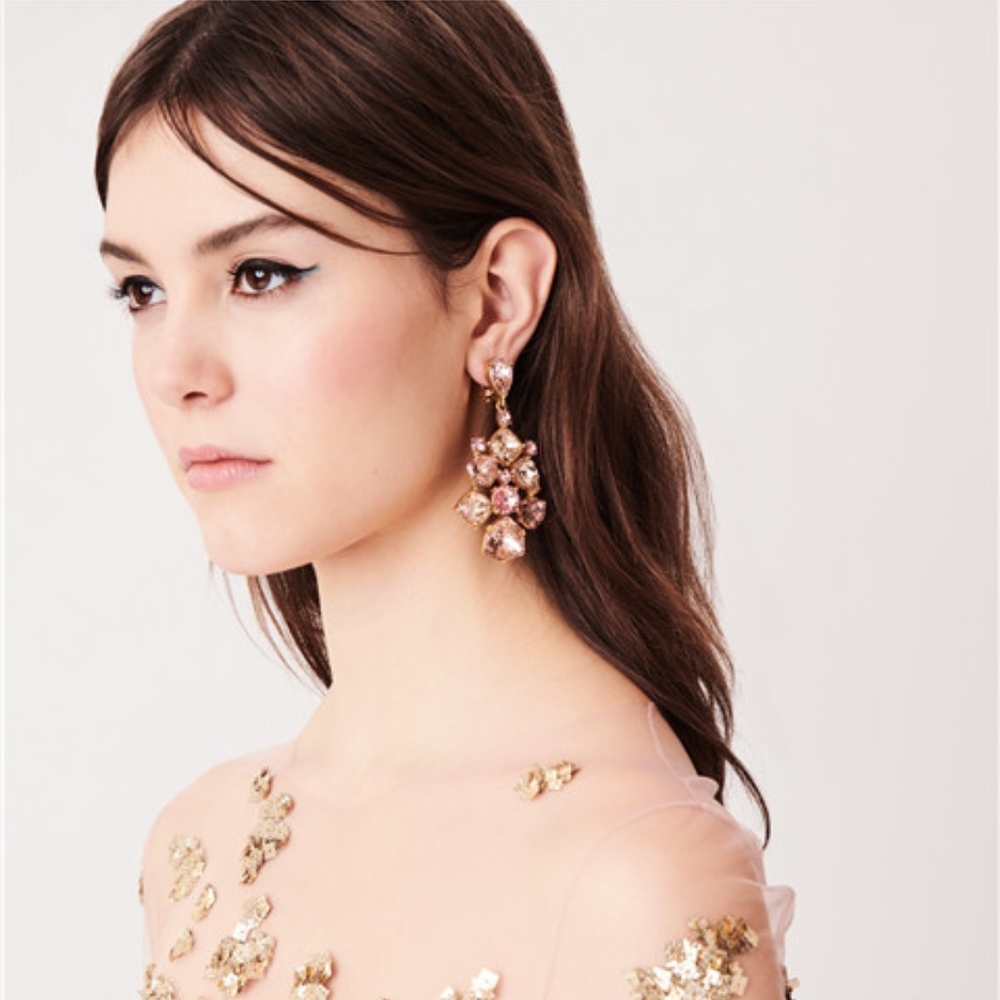 Oscar De La Renta Crystal clip on earring/wedding